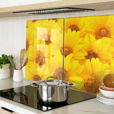 Chopping board Sunflowers on a yellow background