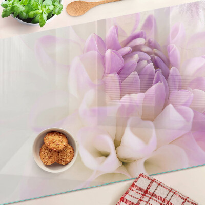 Glass cutting board A floral arrangement in shades of purple