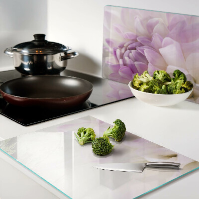 Glass cutting board A floral arrangement in shades of purple