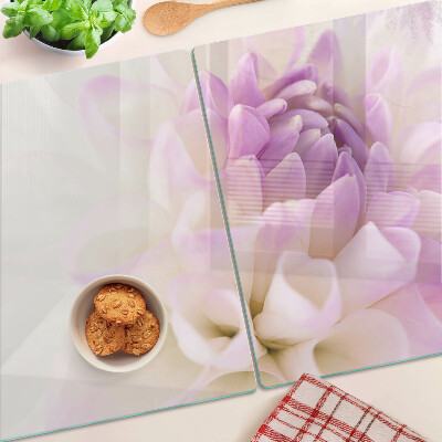 Glass cutting board A floral arrangement in shades of purple