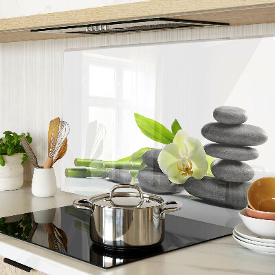 Glass kitchen board Orchid and spa stones