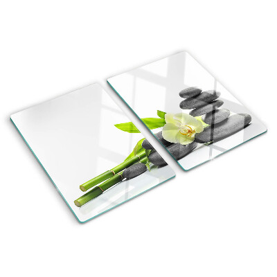 Glass kitchen board Orchid and spa stones