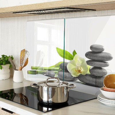 Glass kitchen board Orchid and spa stones
