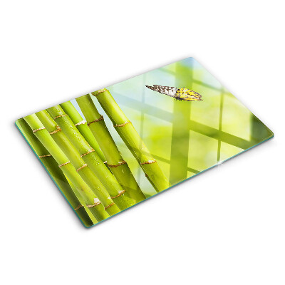Glass chopping board Bamboo and butterfly design