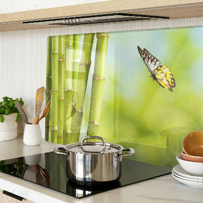 Glass chopping board Bamboo and butterfly design