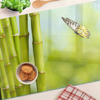 Glass chopping board Bamboo and butterfly design