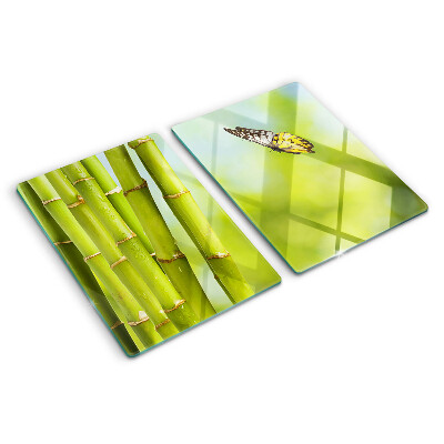 Glass chopping board Bamboo and butterfly design