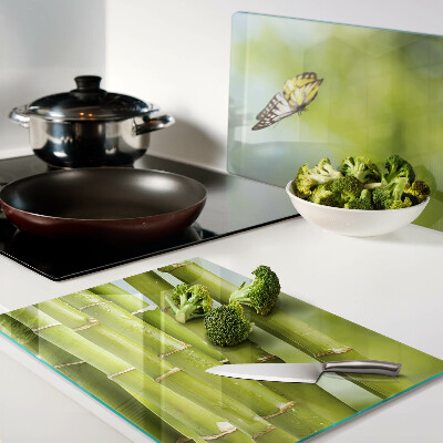 Glass chopping board Bamboo and butterfly design