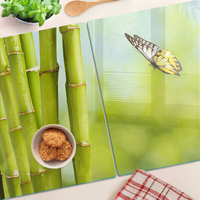Glass chopping board Bamboo and butterfly design