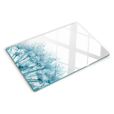 Glass kitchen board Dandelions with water drops