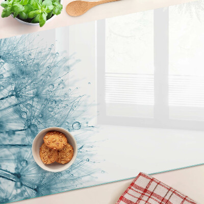 Glass kitchen board Dandelions with water drops