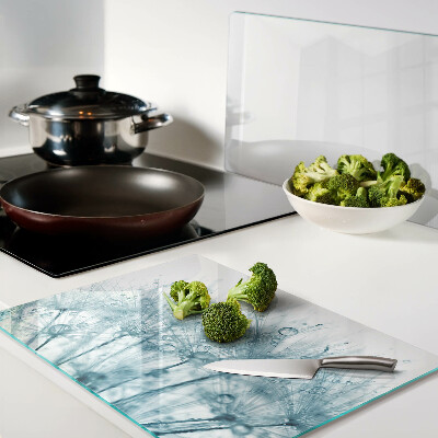 Glass kitchen board Dandelions with water drops