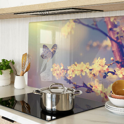 Chopping board Butterfly motif on a flower background
