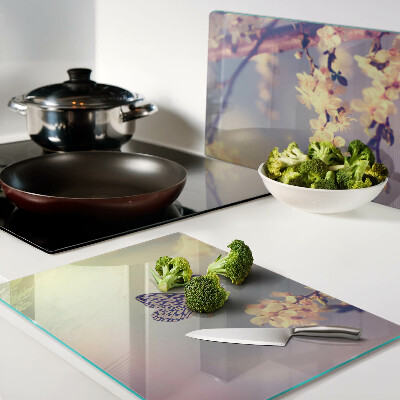 Chopping board Butterfly motif on a flower background