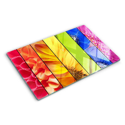 Glass cutting board Floral motifs in intense colors