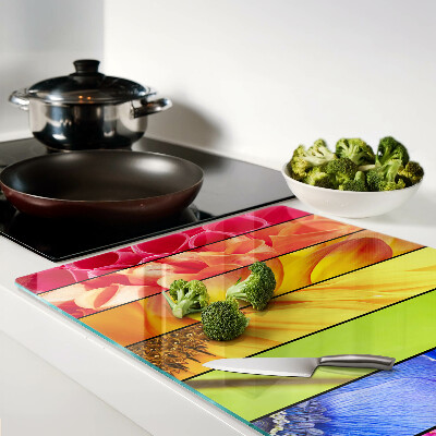 Glass cutting board Floral motifs in intense colors