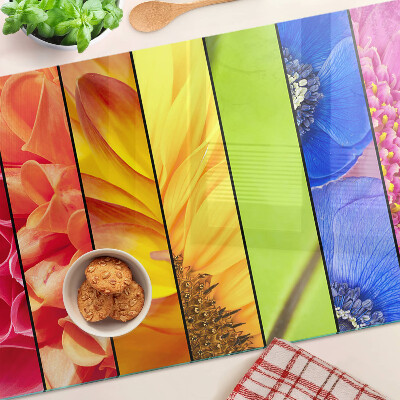 Glass cutting board Floral motifs in intense colors