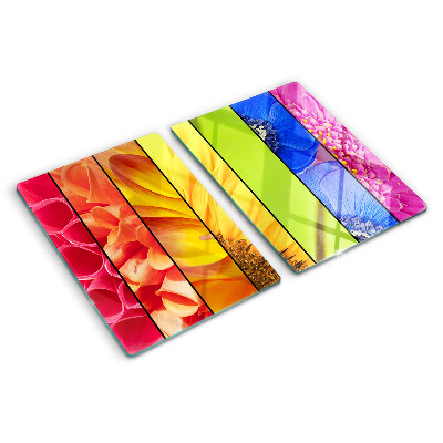 Glass cutting board Floral motifs in intense colors