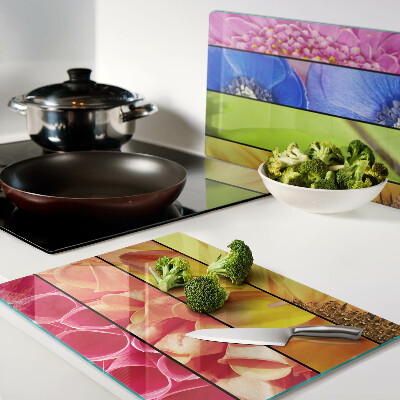 Glass cutting board Floral motifs in intense colors