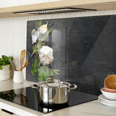 Chopping board Flowers and herbs on a marble background