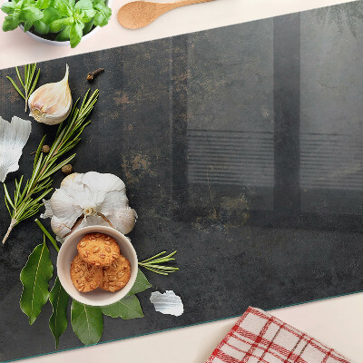Chopping board Flowers and herbs on a marble background