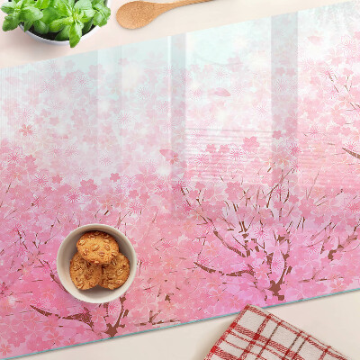 Chopping board glass Sakura floral motifs