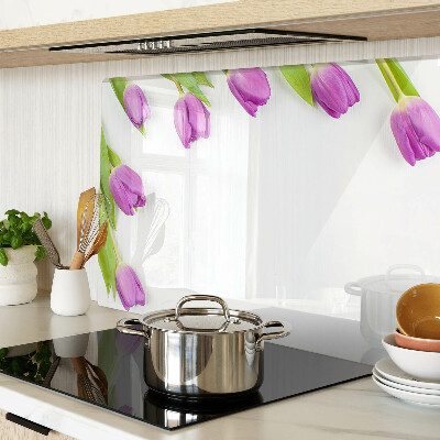 Cutting board Tulips on a white background