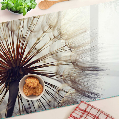 Glass chopping board Dandelions in the light