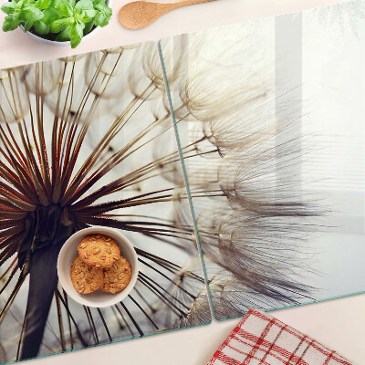 Glass chopping board Dandelions in the light