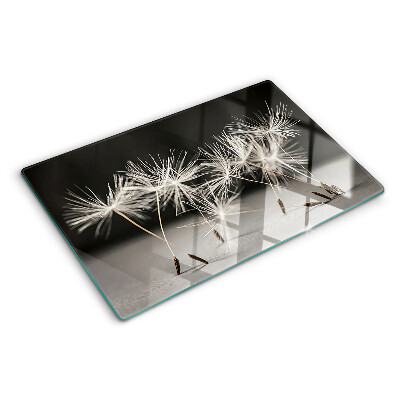 Glass cutting board Fluffy dandelions on a monochromatic background