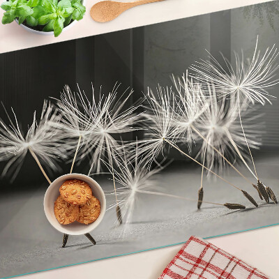 Glass cutting board Fluffy dandelions on a monochromatic background