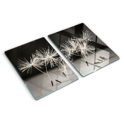 Glass cutting board Fluffy dandelions on a monochromatic background