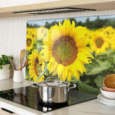 Chopping board Sunflowers against a background of greenery