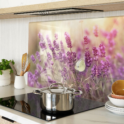 Glass cutting board Lavender field with a butterfly