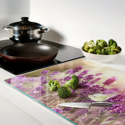 Glass cutting board Lavender field with a butterfly