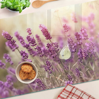 Glass cutting board Lavender field with a butterfly