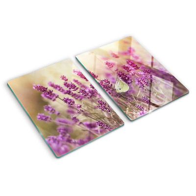 Glass cutting board Lavender field with a butterfly