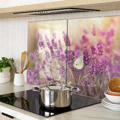 Glass cutting board Lavender field with a butterfly