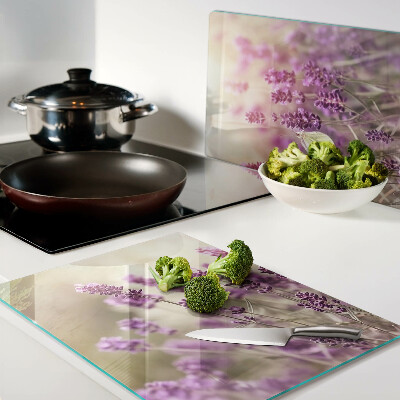 Glass cutting board Lavender field with a butterfly