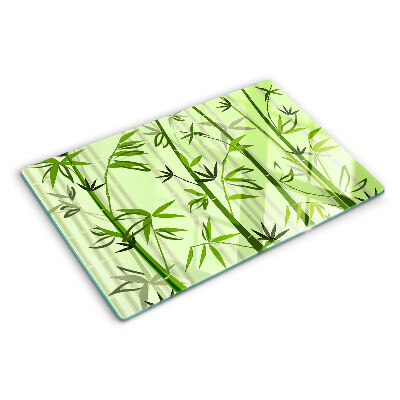 Glass kitchen board Bamboo on a green background