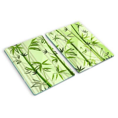 Glass kitchen board Bamboo on a green background
