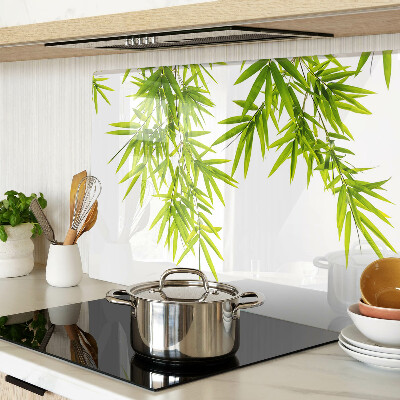 Chopping board Bamboo leaves against the window background