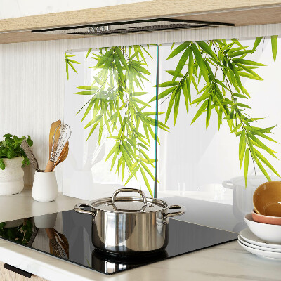 Chopping board Bamboo leaves against the window background