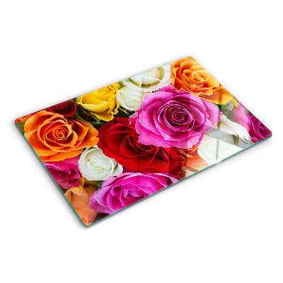 Chopping board glass Rose flowers in different colors