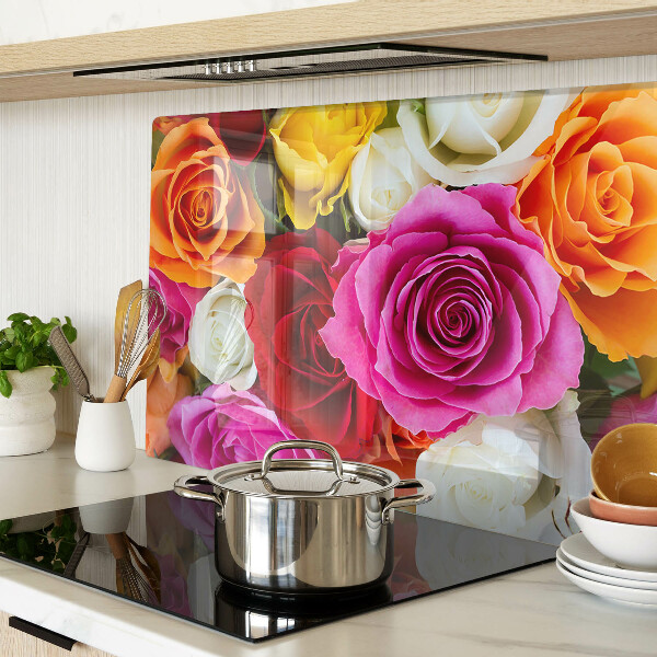 Chopping board glass Rose flowers in different colors