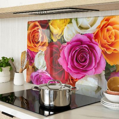 Chopping board glass Rose flowers in different colors