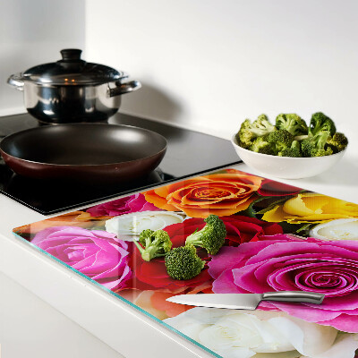Chopping board glass Rose flowers in different colors