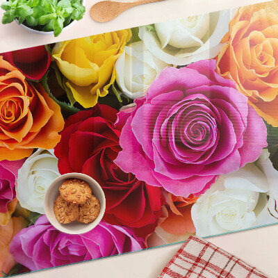 Chopping board glass Rose flowers in different colors