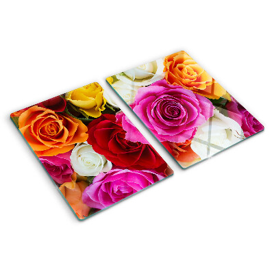 Chopping board glass Rose flowers in different colors
