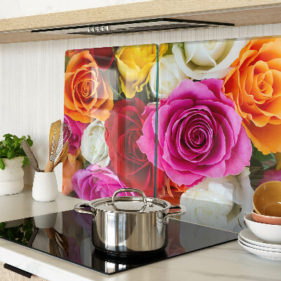 Chopping board glass Rose flowers in different colors